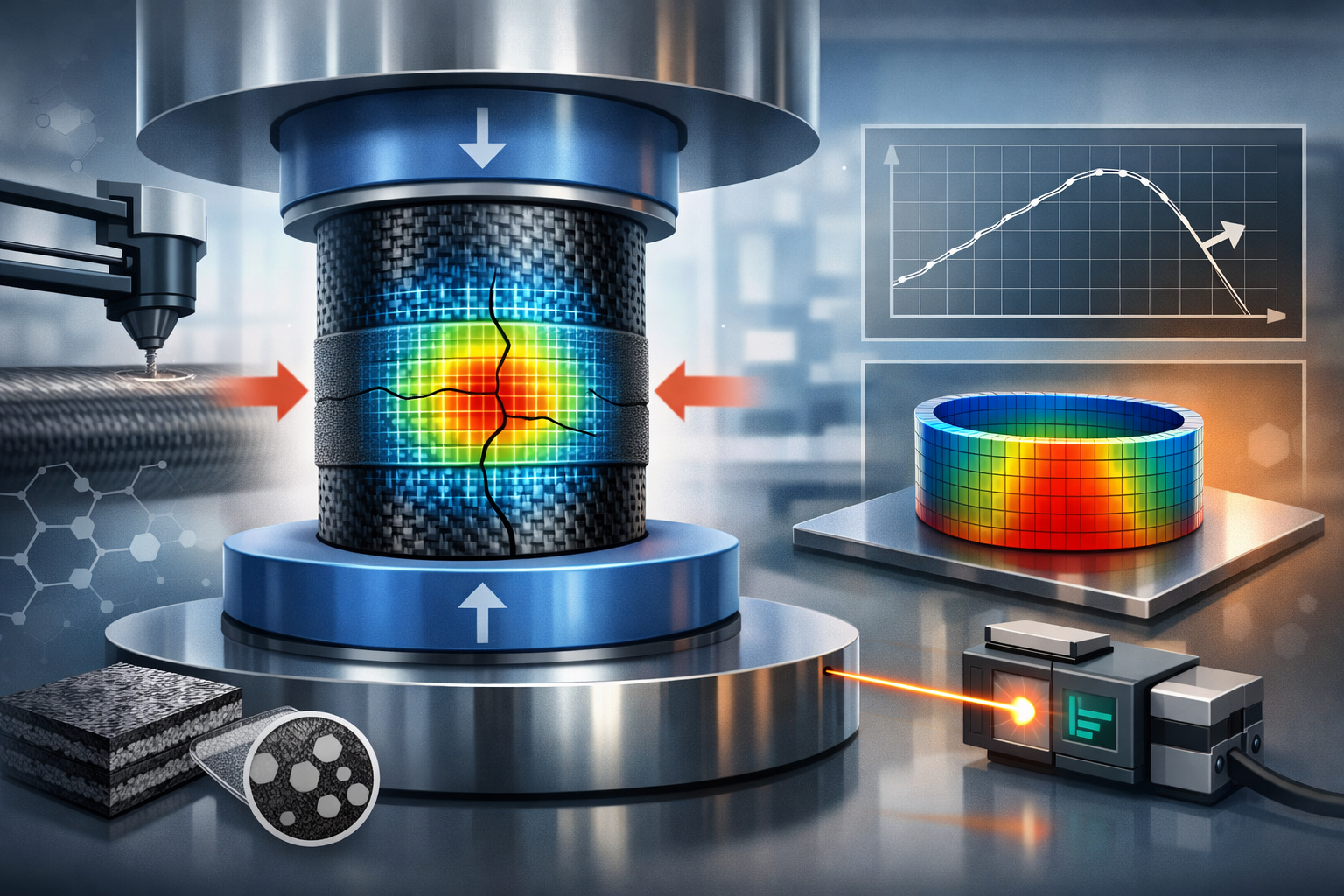 Isotropic dilation measured strain-dominated failure in wrapped carbon fiber cylinders